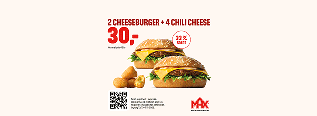 MAX burgere MAX Burgers max aftensmad fast food maxburger fastfood takeaway studerende studierabat