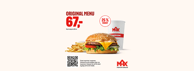 fastfood burgere takeaway fast food aftensmad maxburger MAX Burgers MAX max studerende studierabat